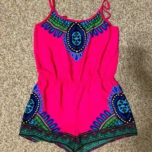 Pink and multi-colored romper